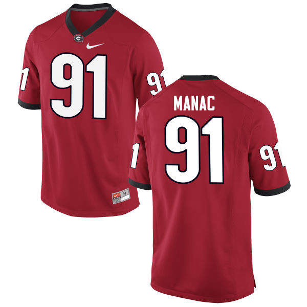 Georgia Bulldogs #91 Chauncey Manac College Football Jerseys-Red